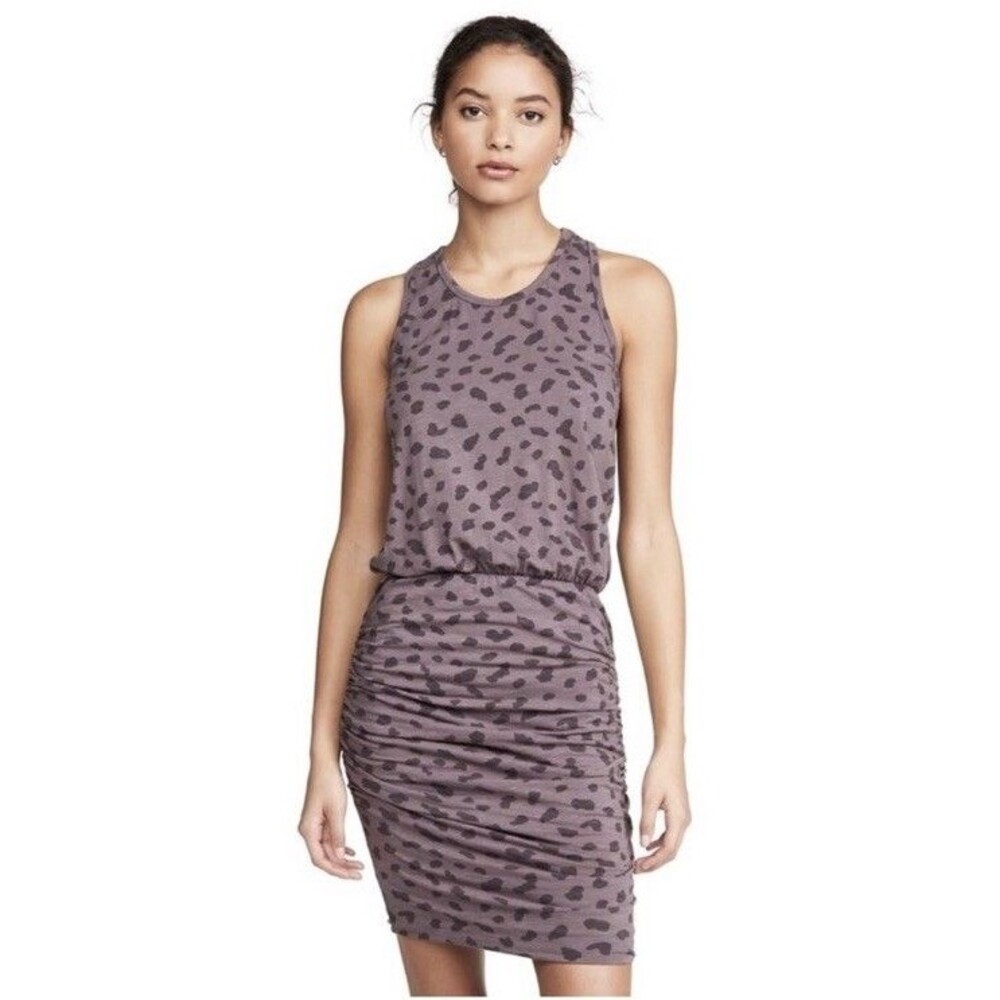 Anthropologie Mauve Leopard-Print Midi Dress